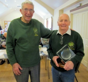 Bert presenting Howard with the Bill Alston troply as turner of the year